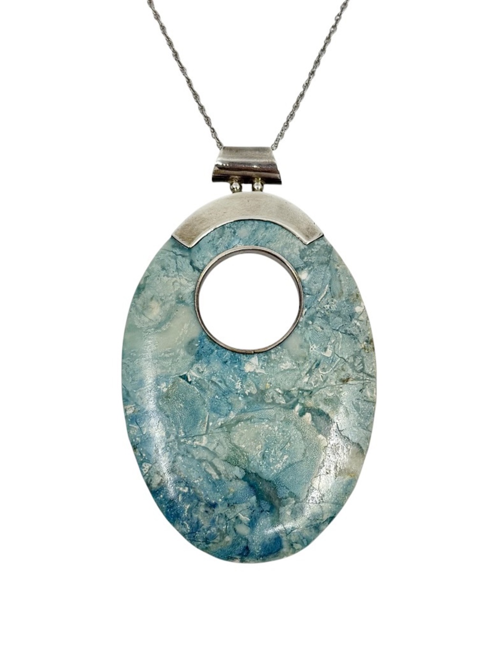 Oversize sterling silver Marble pendant - GM982